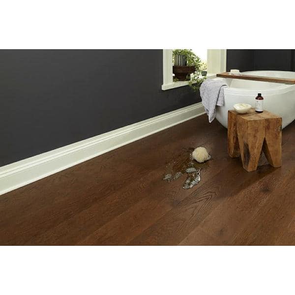 Take Home Sample - 7.48 in. W Cognac Wirebrushed Engineered Oak Waterproof Wide Plank Hardwood Flooring