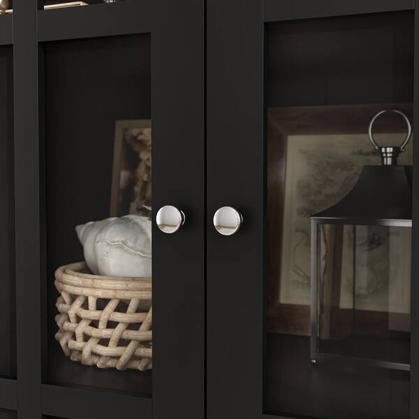 FUFU&GAGA 55.1 in. Tall Black Wooden Standard Bookcase with