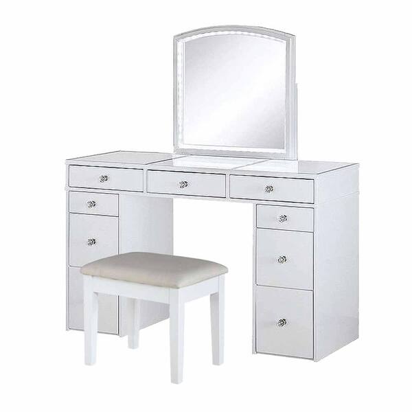 louise white vanity with stool