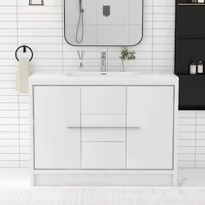 48 in. W x 20 in. D x 36 in. H Freestanding Bath Vanity in HG-White with White Stone Resin Top