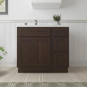 36 in. W x 21 in. D x 32.5 in. H Bath Vanity Cabinet without Top in Brown