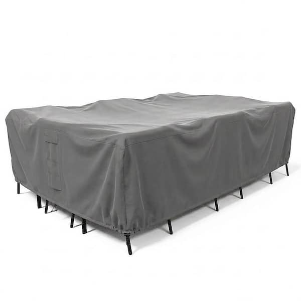 Patio Table and Chair Set Cover - Durable and Water Resistant Outdoor Furniture Cover - Large - Grey