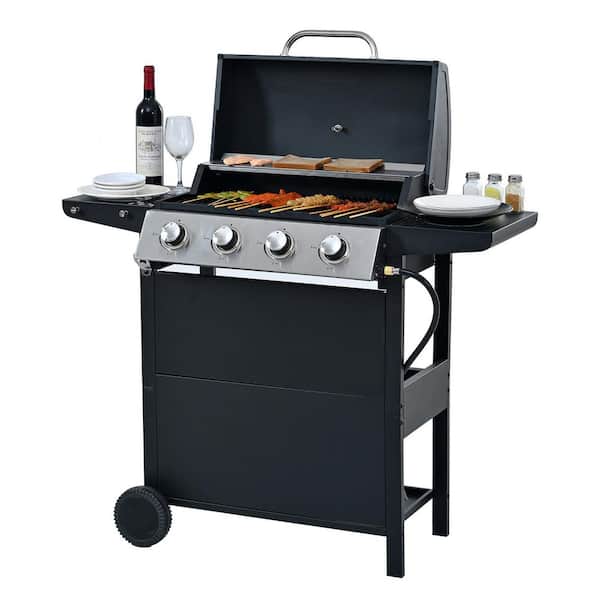 バーベキュー・調理用品 Black LabelFlatBurnerFullBlackverGS-450R BakerStone Black 4-Burner Gas Grill with 1 Side Burner