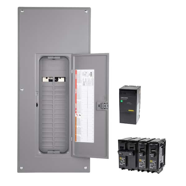 Square D Homeline 225 Amp 30-space 60-Circuit Indoor Main Lug Plug-On Neutral Load Center, Ground Bar, Cover and Surge Value Pack