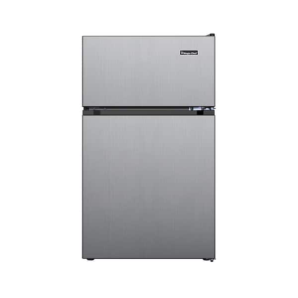 Magic Chef 3.1 cu. ft. 2-Door Mini Refrigerator in Stainless Steel Look with Freezer,