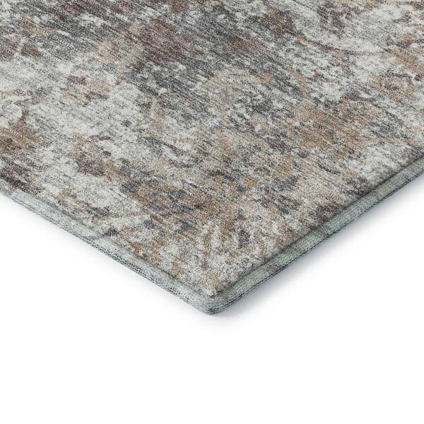 Mayfield Premium Machine Washable Abstract AMF2211 Taupe 8 ft. x 8 ft. Round Rug