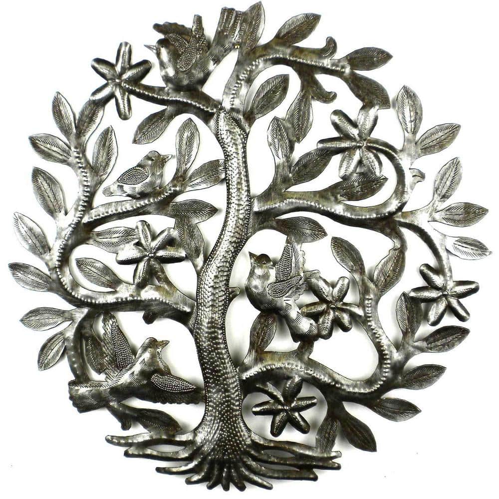 Small Tree of Life Birds Haitian Steel Drum Wall Art