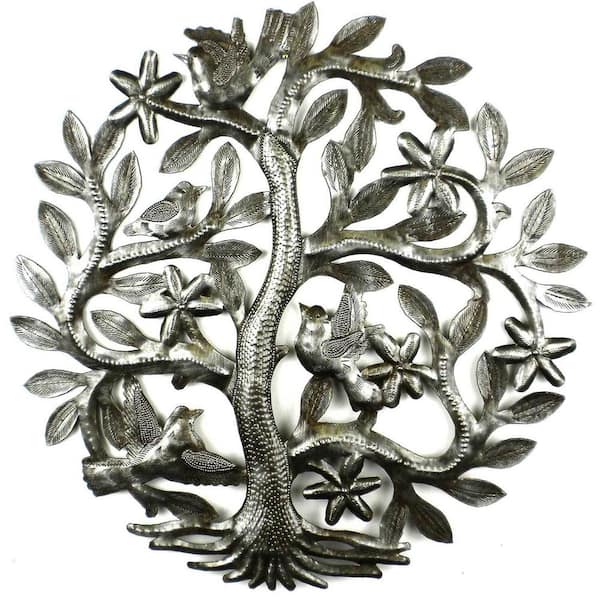 Unbranded Small Tree of Life Birds Haitian Steel Drum Wall Art