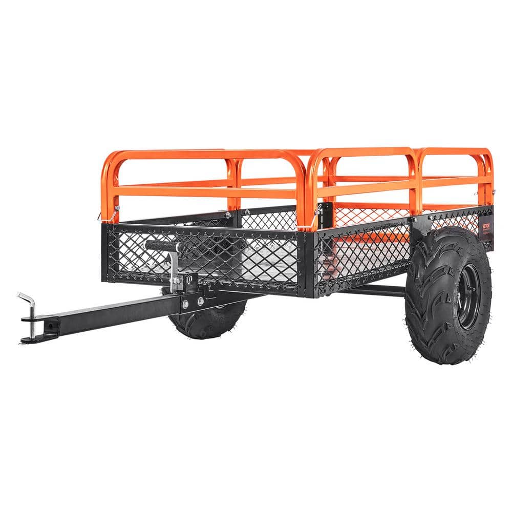 VEVOR Heavy Duty Steel ATV Dump Trailer, 1500-Pound Load Capacity 15 Cubic Feet, Tow Behind Dump Cart Garden Trailer, with Removable Sides and 2