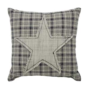 My Country Khaki Navy Americana Applique Star 6 in. x 6 in. Throw Pillow