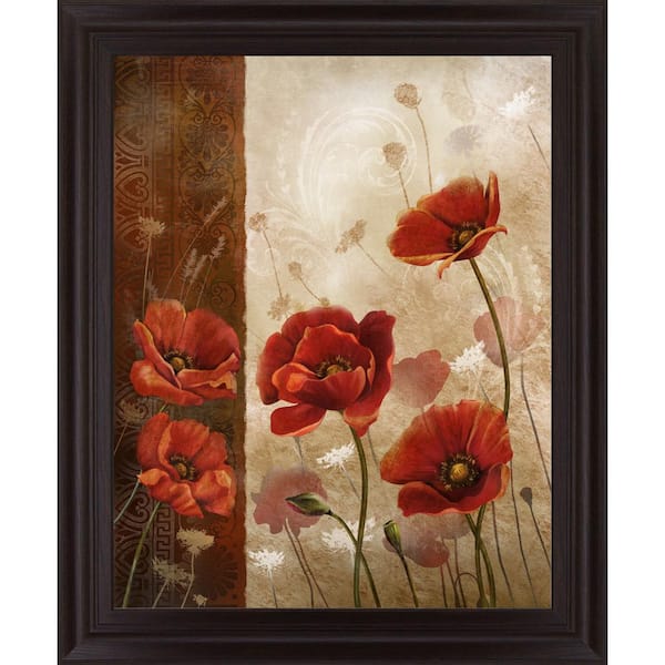 Classy Art "Wild Poppies I" By Conrad Knutsen Framed Graphic Print Nature Wall Art 28 in. x 34 in.
