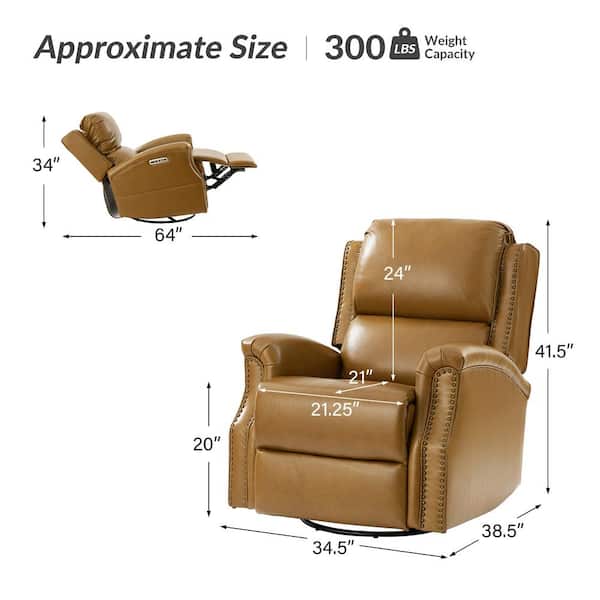 JAYDEN CREATION Joachim Camel 34.5 in. Traditional Genuine Leather