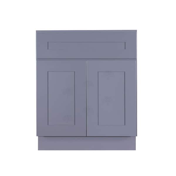 LIFEART CABINETRY Shaker Assembled 24 in. W x 21 in. D x 33 in. H Bath Vanity Cabinet Only with 2 Doors in Gray
