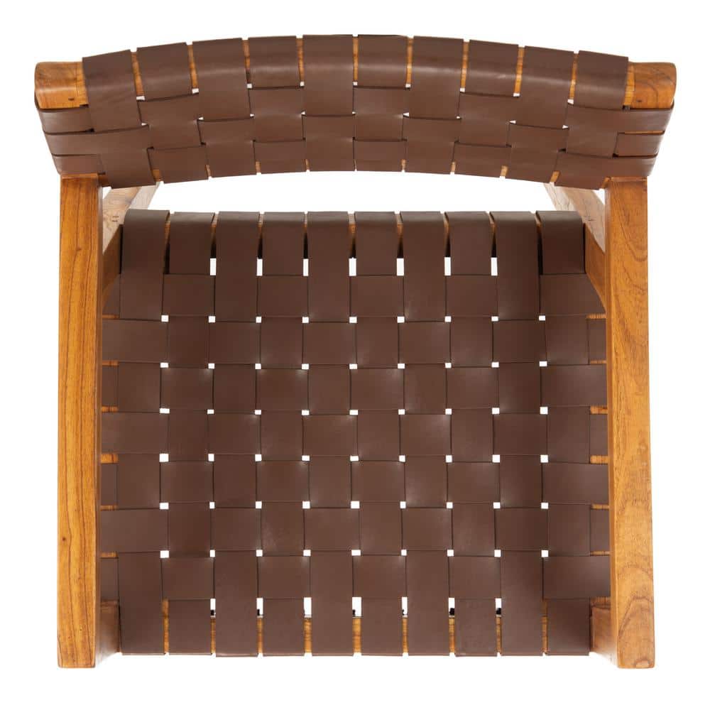 Cire Cognac Leather and Natural Wood Upholstered Side Chair