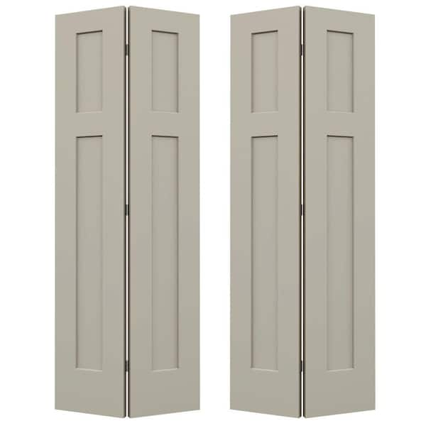 JELD-WEN 36 in. x 80 in. Craftsman Desert Sand Painted Smooth Molded Composite Closet Bi-fold Double Door