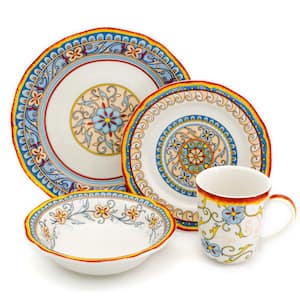 Duomo 32-Piece Patterned Multicolor/Italian Design Stoneware Dinnerware Set (Service for 8)