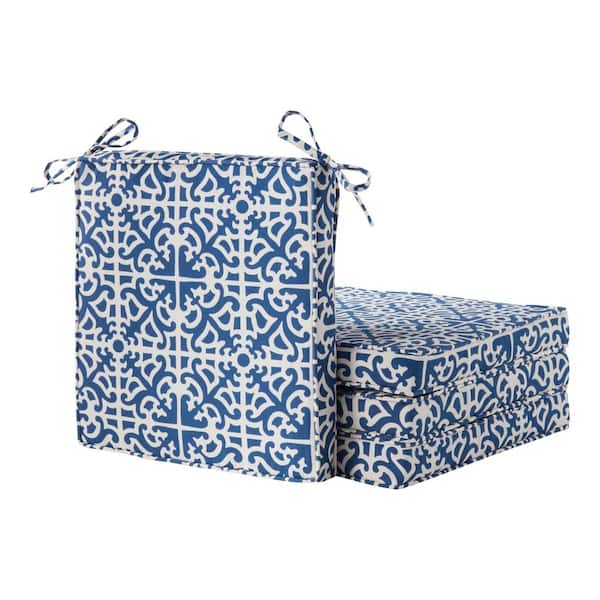 Greendale Home Fashions 18 in. x 18 in. Indigo Square Outdoor Dining Seat Cushion (4-Pack)