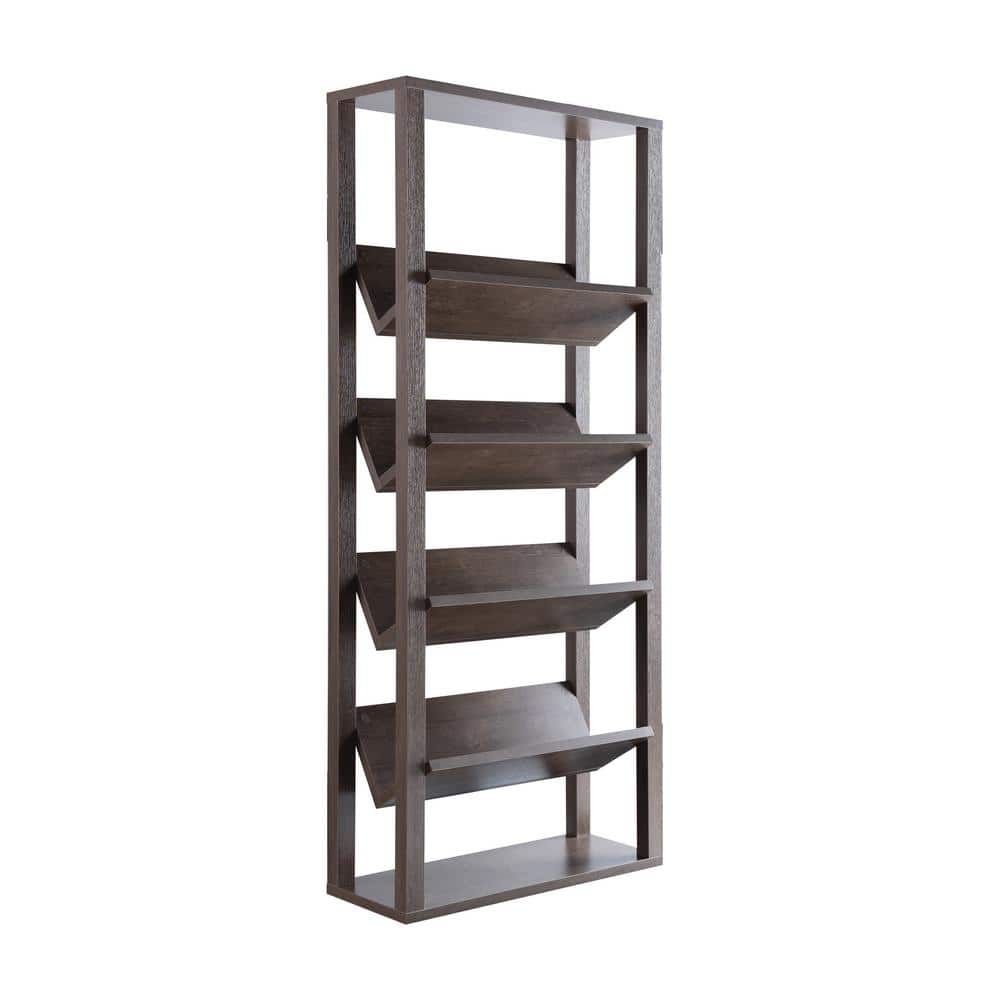 Furniture of America Scout 62 in. Black and Distressed Gray Wood Shelf Modern Bookcase Accent with 4-Shelves