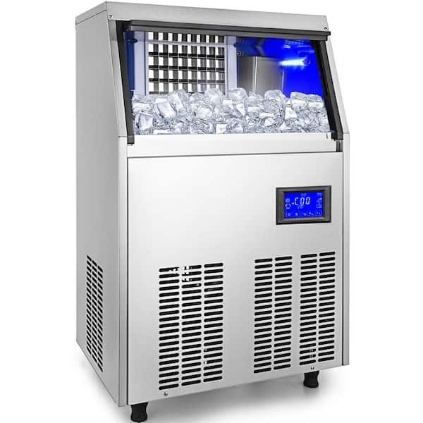 VEVOR 80 - 90 lb. 24 Hour Commercial Ice Maker with 19 lb. Storage Bin Freestanding Ice Machine in Silver