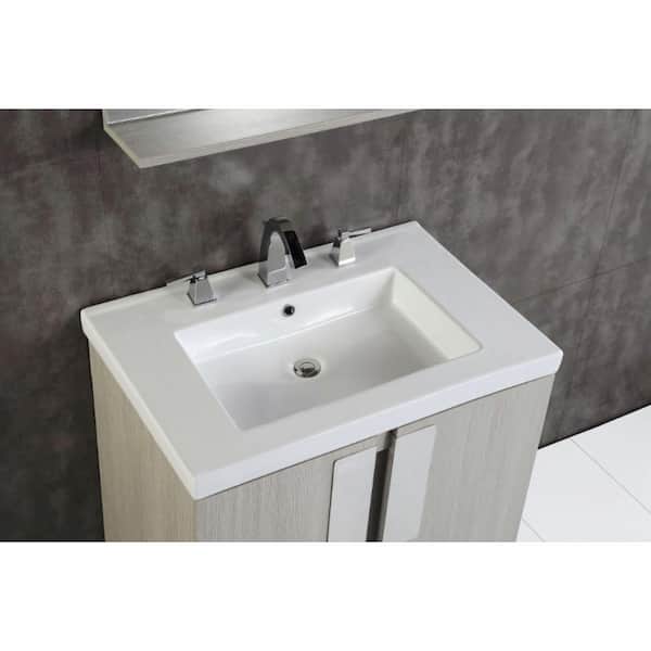 Carmel 30 in. W x 19 in. D x 26 in. H Single Vanity in Gray Pine with Ceramic Vanity Top in White with White Basin