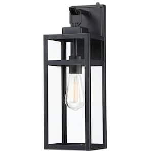 17.74 in. H 1-Light Black Lantern Dusk To Dawn Outdoor Wall Light Sconce (No Buld Included)