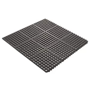 Easy clean, Black Waterproof Non-Slip 3 x 3, 36 in. x 36 in., Indoor/Outdoor Rubber Door Mat