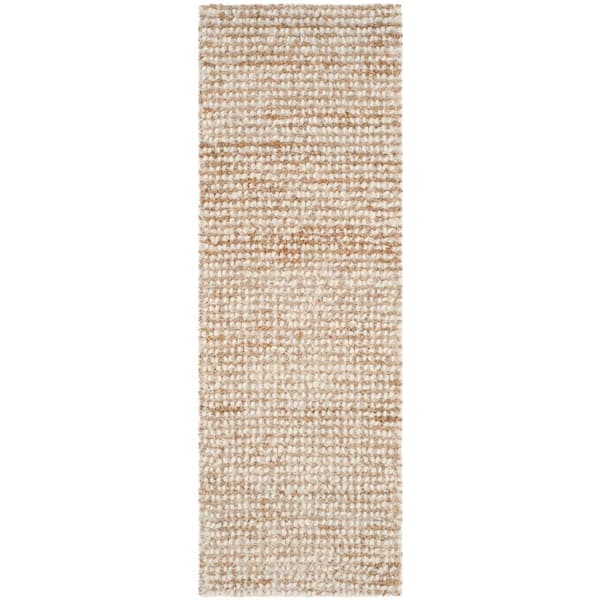 SAFAVIEH Aspen Shag White/Beige 2 ft. x 7 ft. Solid Runner Rug