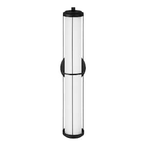 Ankrom 24 in. Matte Black Hardwired Outdoor Wall Lantern Sconce with Integrated LED