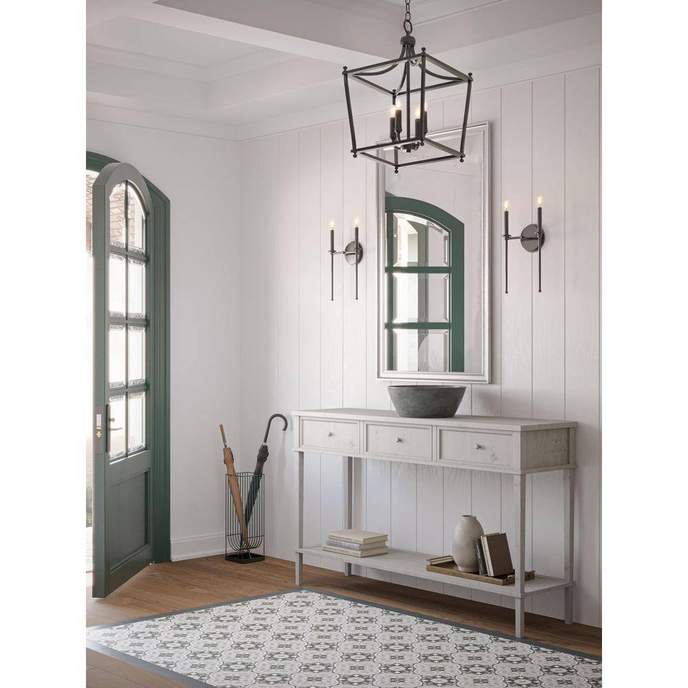 Parkhurst 24" Transitional Matte Black Glass & Nickel Lantern Pendant
