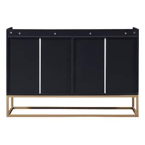 47.20 in. W x 11.80 in. D x 31.50 in. H Black Linen Cabinet Sideboard with Large Storage Space