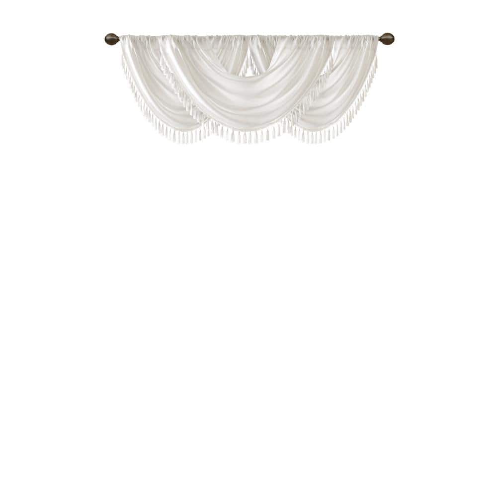 Elena White Faux Silk Waterfall Embellished Window Valance