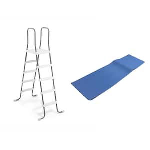 Steel Frame 52 in. Pool Ladder plus Protective Swimming Pool Ladder Mat for Above Ground Pool