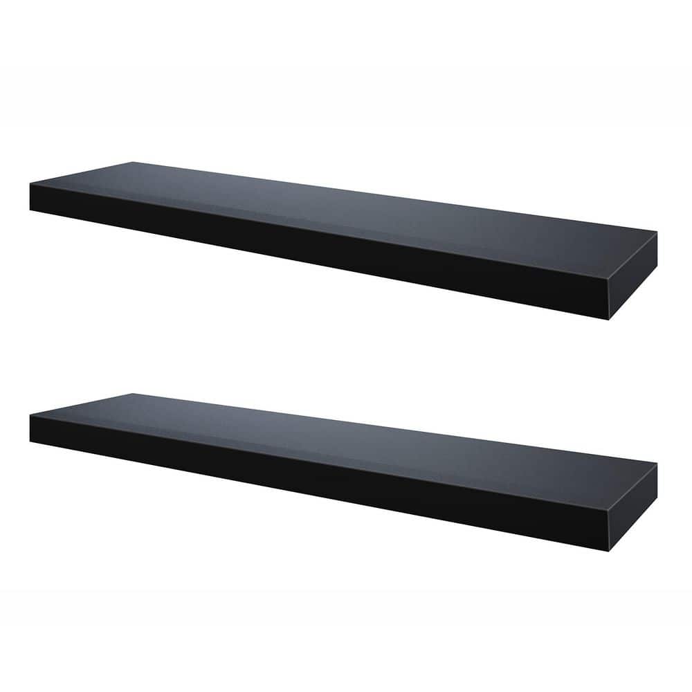 31.5 in. W x 7.7 in. D Black Floating Shelves (Set of 2) Decorative Wall Sh