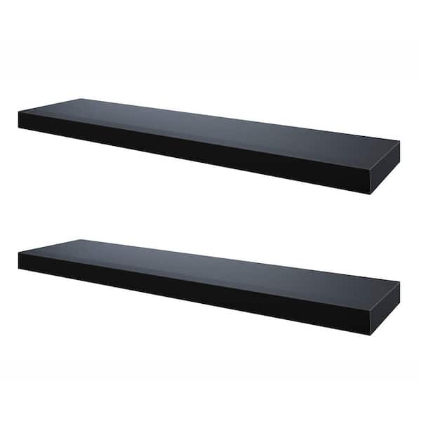 Unbranded 31.5 in. W x 7.7 in. D Black Floating Shelves (Set of 2) Decorative Wall Shelf