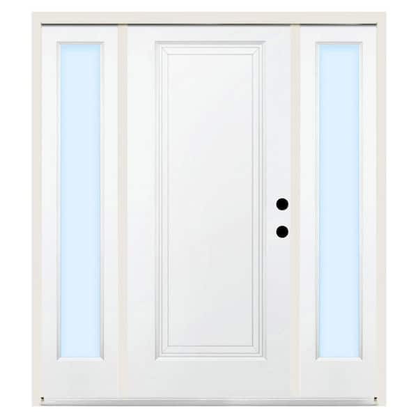 Steves & Sons 60 in. x 80 in. Premium 1-Panel Left-Hand Primed Steel Prehung Front Door w/ 10 in. Clear Glass Sidelite and 4 in. Wall