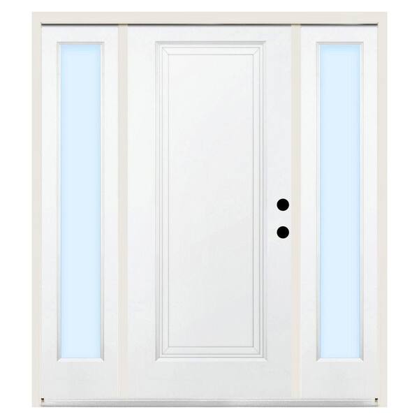 Steves & Sons 72 in. x 80 in. Premium 1-Panel Left-Hand Primed Steel Prehung Front Door w/ 16 in. Clear Glass Sidelite and 4 in. Wall