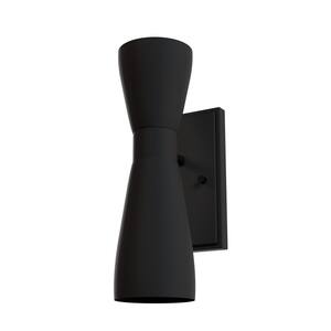Zola 2-Light Matte Black Wall Sconce with Metal Shade