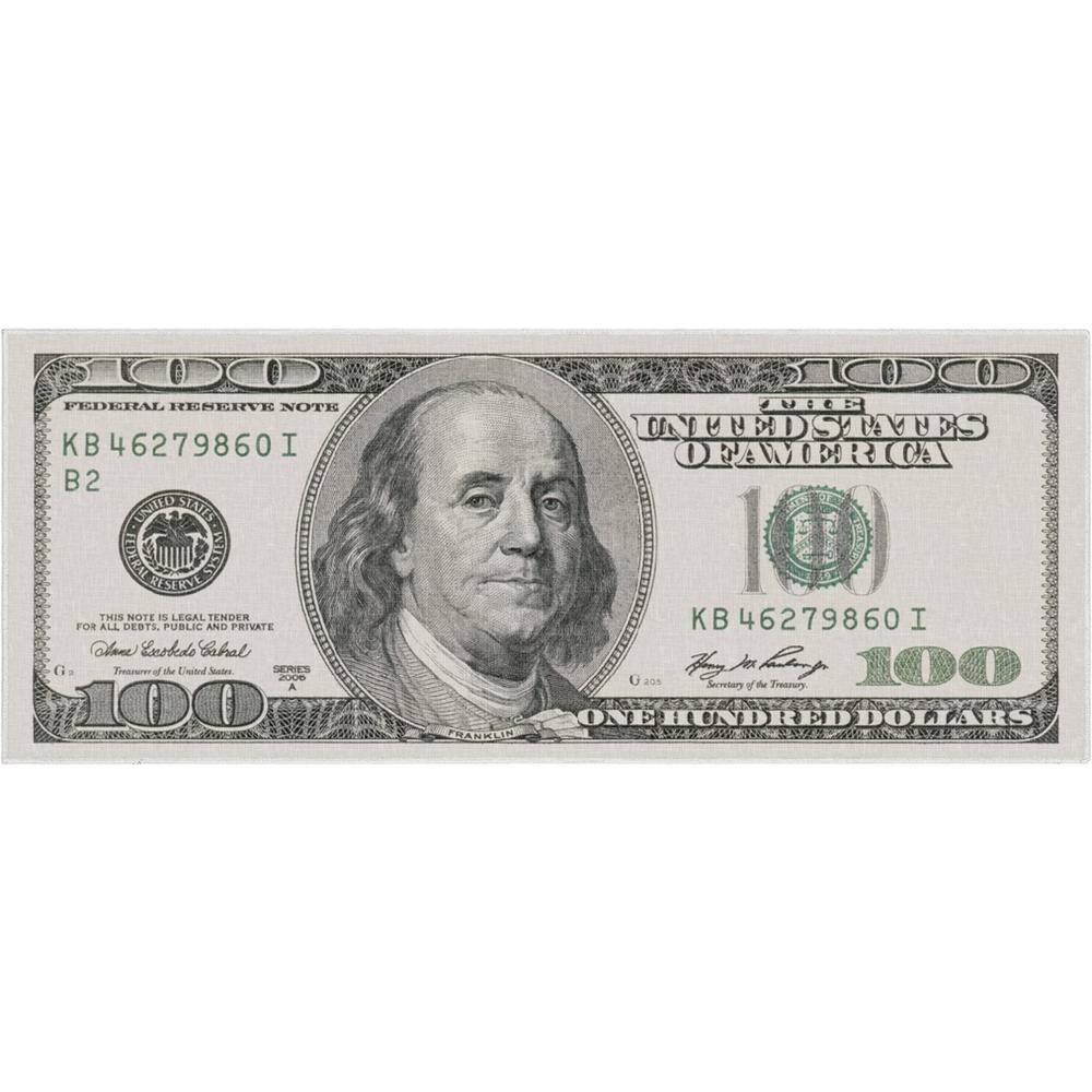 Money Dollar Front 2006A Novelty Printed Green 3 ft. 11 in. x 9 ft. 10 in. Runner Area Rug price history on PriceWatchPro
