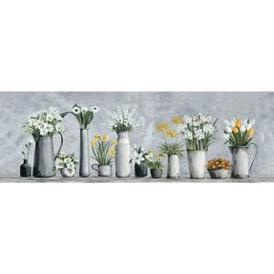 ''Blooms in White and Yellow'' by Parvez Taj Unframed Canvas Nature Art Print 15 in. x 45 in.