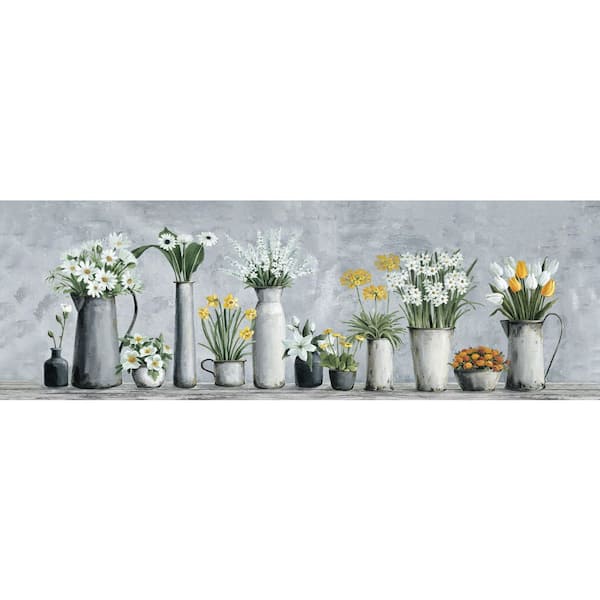 Unbranded "Blooms in White and Yellow" by Parvez Taj Unframed Canvas Nature Art Print 10 in. x 30 in.