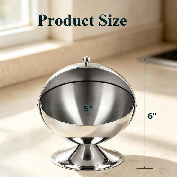 Wudkey 16 fl. oz. Stainless Steel Sugar Bowl with Roll Top Candy