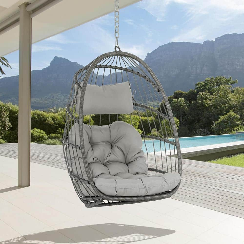 Recycled Cotton Swinging Hammock Chair - Gray | Popular Spot to Relax at Home, buy Hang on Porch, Housewarming Gift Idea