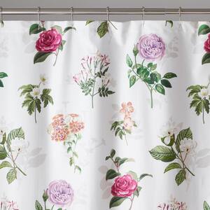 Legends Hotel Cameilla Floral Wrinkle-Free 72 in. X 70 in. Sateen Shower Curtain in White