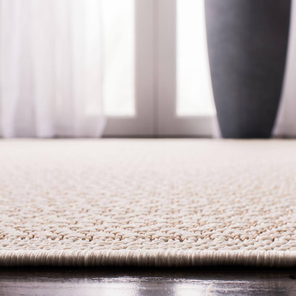 Cream Beige Geometric Synthetic Indoor Outdoor Area Rug