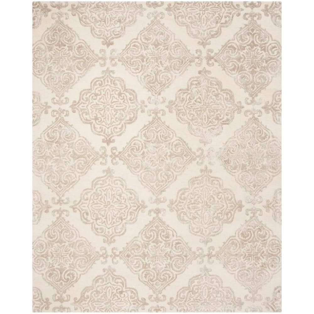Elegant Ivory & Beige Hand-Tufted Wool Area Rug 8' x 10'