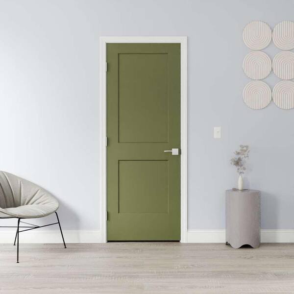 Masonite 30 in. x 80 in. 2-Panel Logan Right-Hand Solid Core Truly
