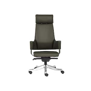 Eastside Adjustable Height High Back Office Chair, Grey Genuine Leather Chair