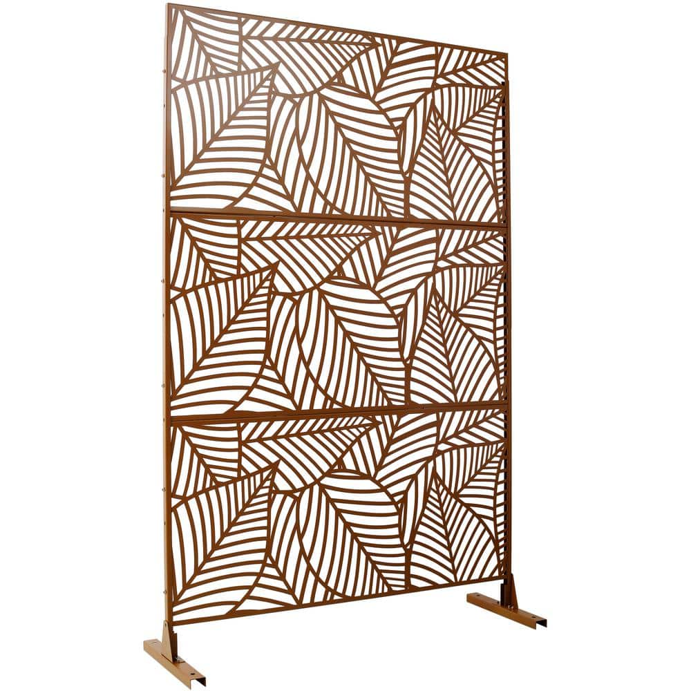 6.3 ft. H x 4 ft. W Brown Outdoor Privacy Panel Metal Garden Fence Panels F