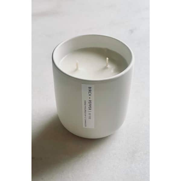 Z CANDLES Birch and Pepper Matte White Candle 12 oz.