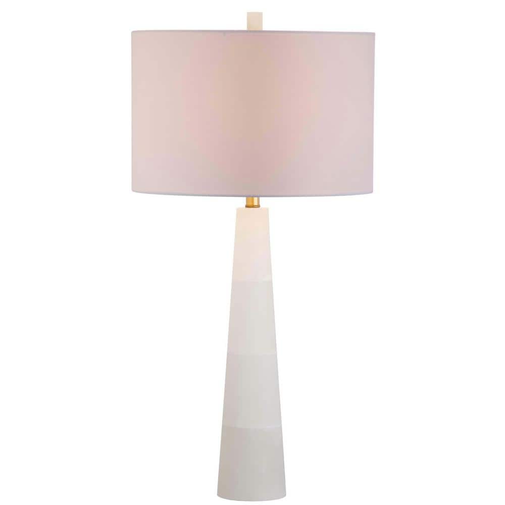 Delilah White Alabaster 30-Inch Table Lamp with Cotton Shade